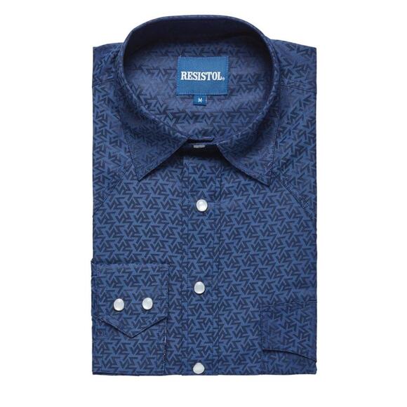 Resistol Lipizzaner Blue Aztec Western Button Up Shirt Size Small - Picture 8 of 8